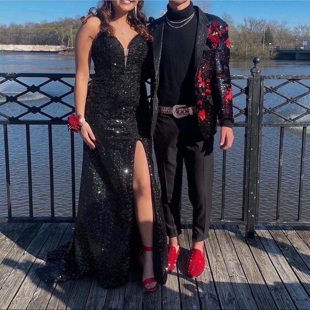 black sequin prom girl dress size 8